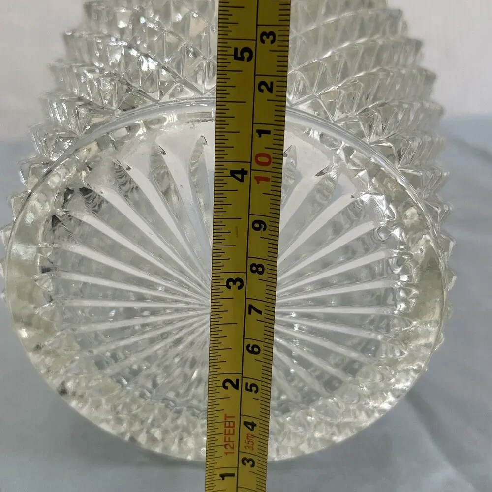 VINTAGE INDIANA GLASS CLEAR DIAMOND POINT ICE BUCKET